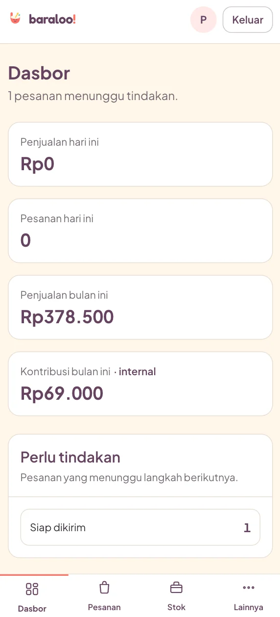 Baraloo: app on a phone
